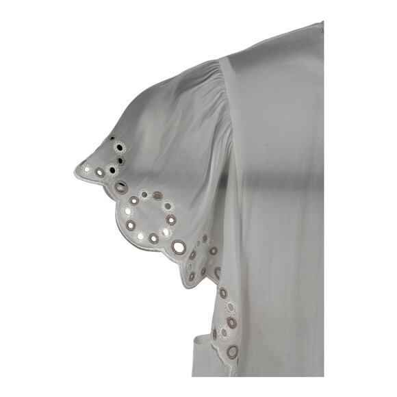 Ramy Brook top Hermine ruffle tri blouse Ivory size X-Small XS - Picture 3 of 7